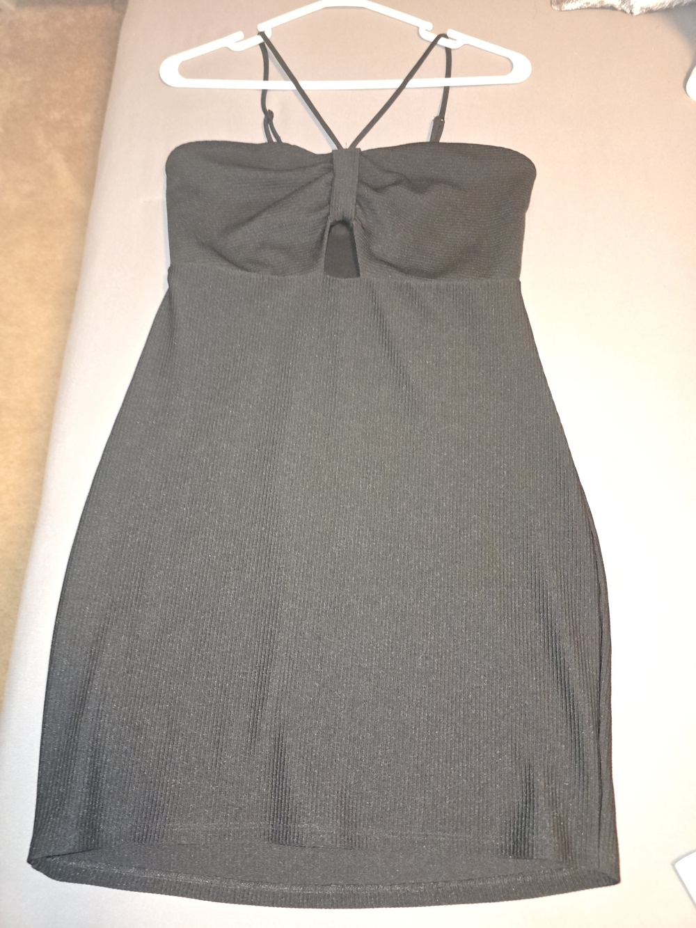 Express NWOT Black Strap Mini Dress with Front Cutout